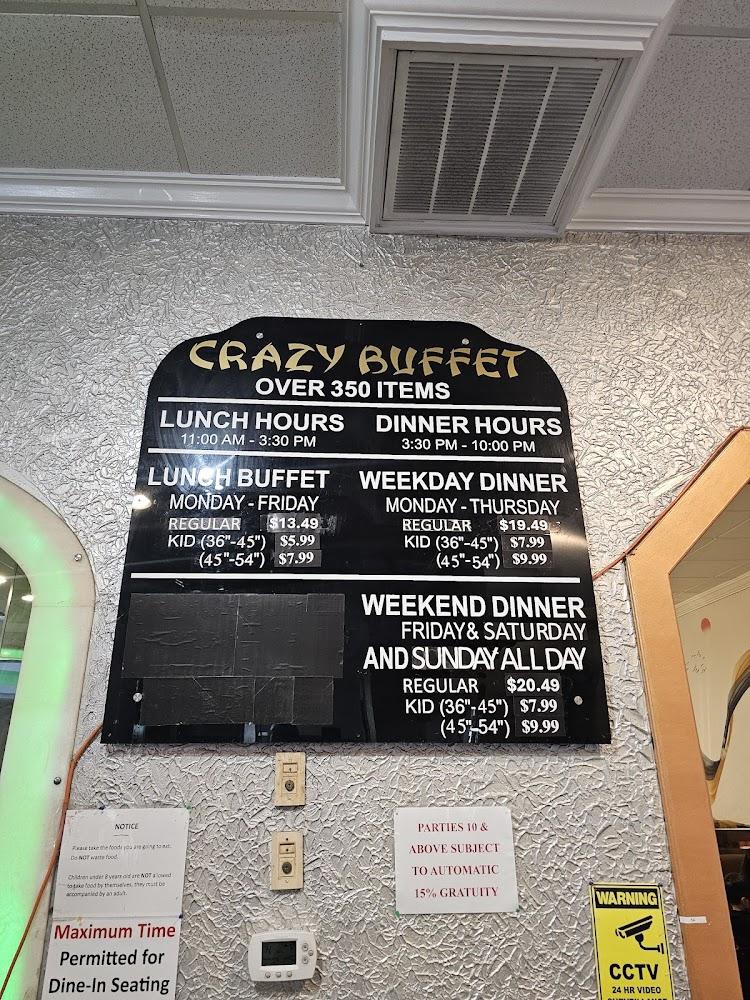 Crazy Buffet Menu